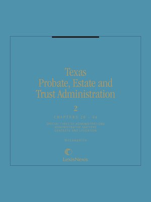 cover image of Texas Probate, Estate, and Trust Administration